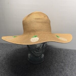 Marcus Adler Pineapple Woven Paper Straw Floppy Beach Vacation Wide Brim Hat